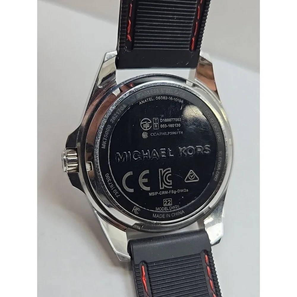 Michael Kors Access Bradshaw MKT5000 DW2C Silver Smartwatch Black Silicone Band